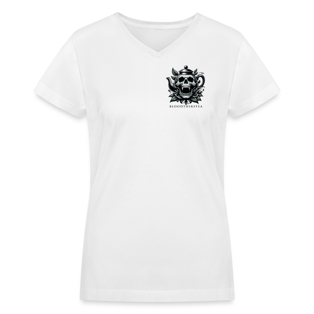 Black Logo Women's V-Neck Tee - white