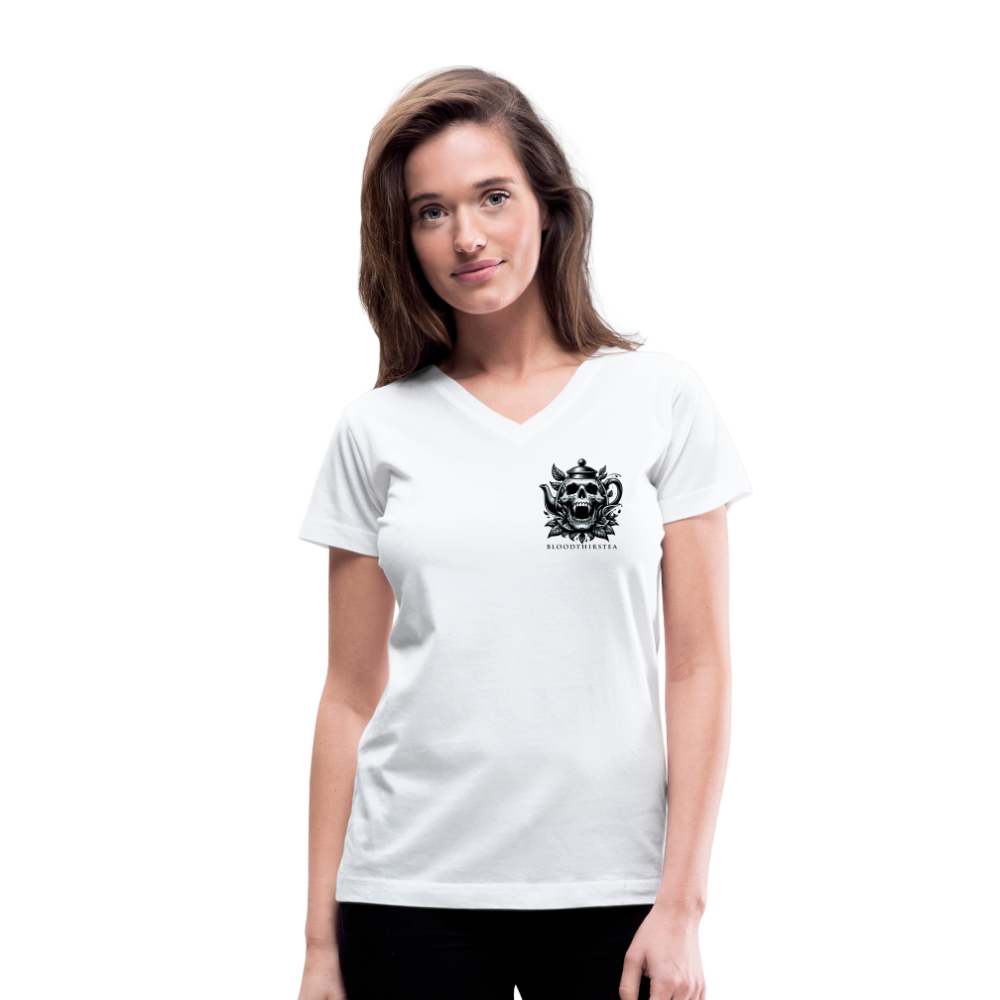 Black Logo Women's V-Neck Tee - white