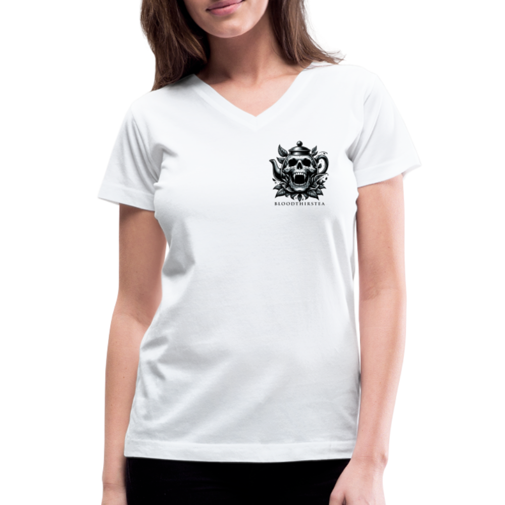 Black Logo Women's V-Neck Tee - white