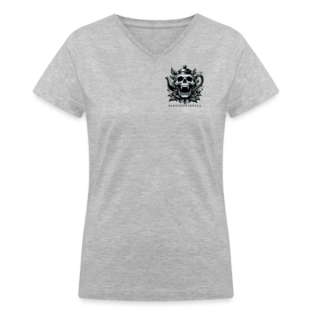 Black Logo Women's V-Neck Tee - gray