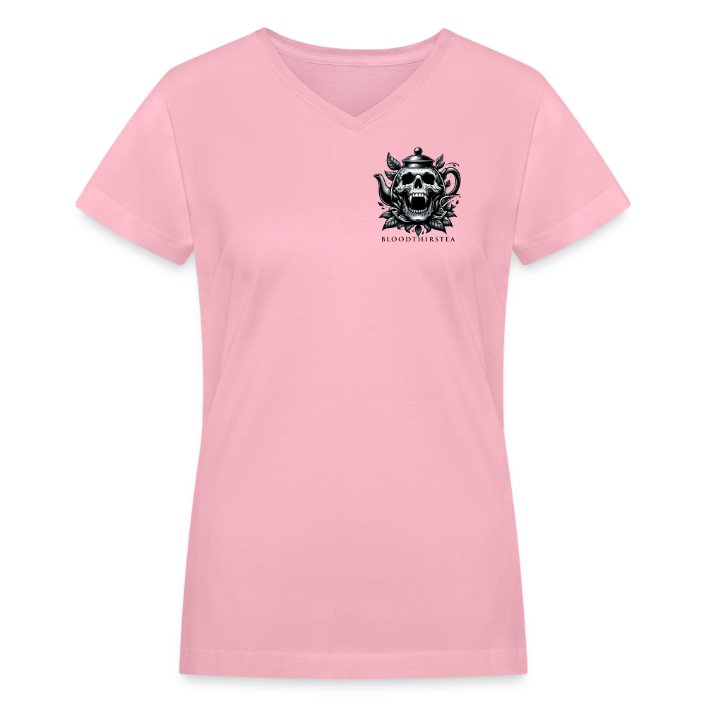 Black Logo Women's V-Neck Tee - pink